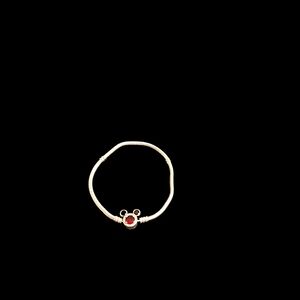 Silver Bracelet with Red Gem